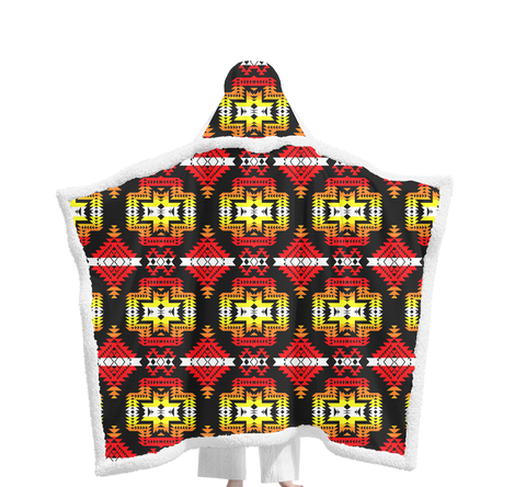 Powwow StoreGBNAT00656 Pattern Native Wearable Hooded Blanket