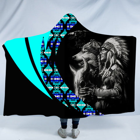 Powwow StoreHDB00154 Pattern Native American Design Hooded Blanket
