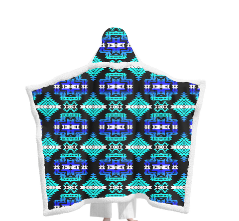Powwow StoreGBNAT0065602 Pattern Native Wearable Hooded Blanket