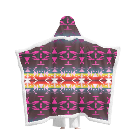Powwow StoreGBNAT00653 Pattern Native Wearable Hooded Blanket