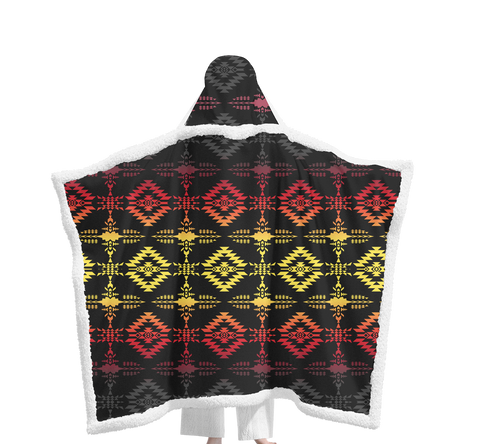 Powwow StoreGBNAT00684 Pattern Native Wearable Hooded Blanket
