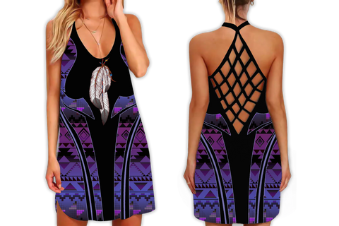 Powwow StoreSTB0005 Pattern Native Strappy Back Dress