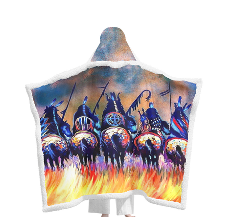 Powwow StoreGBNAT00013 Pattern Native Wearable Hooded Blanket