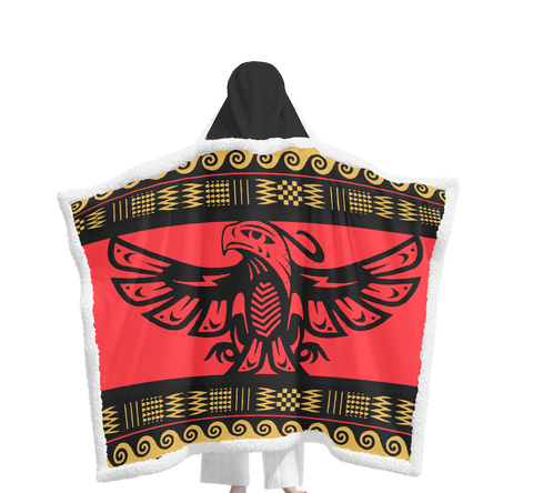 Powwow StoreGBNAT00048 Pattern Native Wearable Hooded Blanket