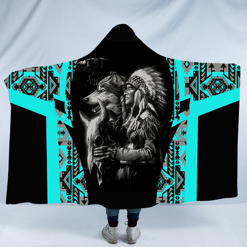 Powwow StoreHDB00168 Pattern Native American Design Hooded Blanket