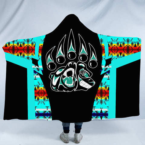 Powwow StoreHDB00172 Pattern Native American Design Hooded Blanket
