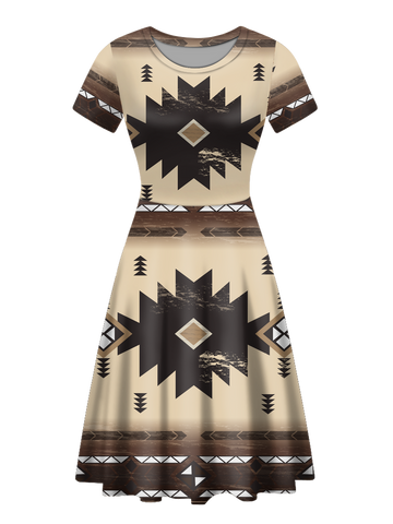 Powwow StoreRND00017 Native Tribes Pattern Round Neck Dress