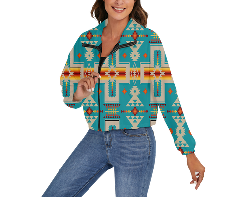 Powwow StoreGBNAT0006205 Pattern Native American Women's Zip Jacket