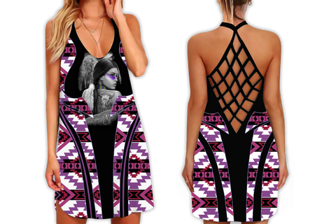 Powwow StoreSTB0007 Pattern Native Strappy Back Dress