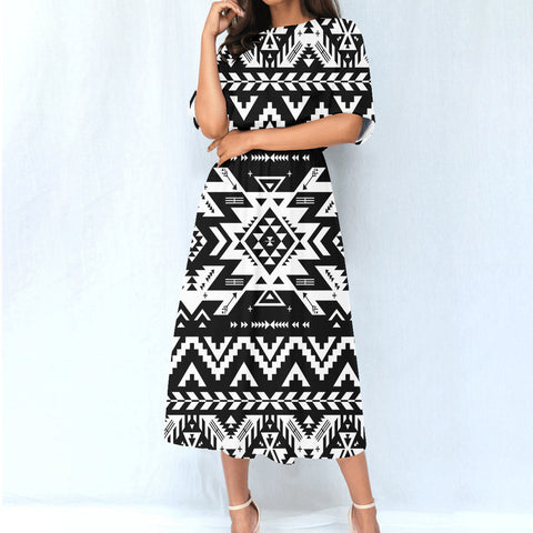 Powwow StoreGBNAT00441 Pattern Native Women's Elastic Waist Dress