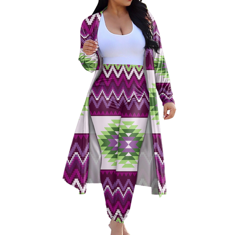 Powwow StoreSWD000202 Tribe Design Native American Cardigan Coat Long Pant Set