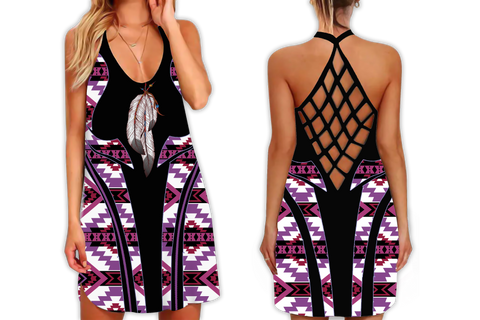 Powwow StoreSTB0008 Pattern Native Strappy Back Dress