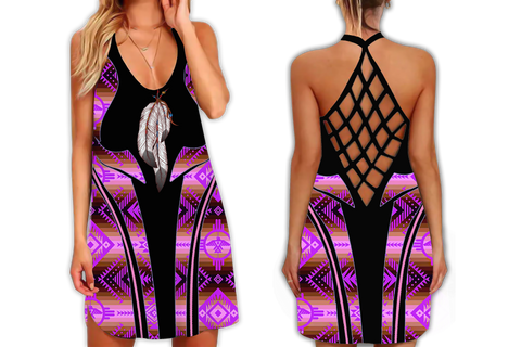 Powwow StoreSTB0009 Pattern Native Strappy Back Dress