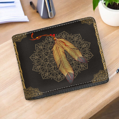 BDS-00035 Feather Native American Men Wallet