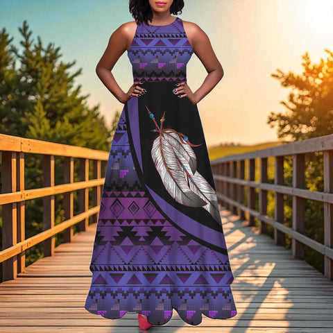 BJ000132 Native American Long Sleeveless Dress