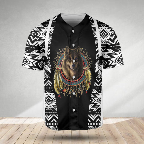 BS-000197 Wolf Native American Baseball Jersey