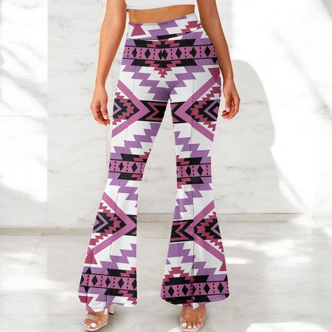 BS-000217 Native American High Waist Flared Slit Yoga Pants