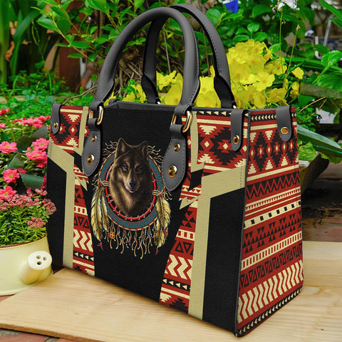 BS-000241-02 Wolf Dreamcatcher Native American Leather Bag