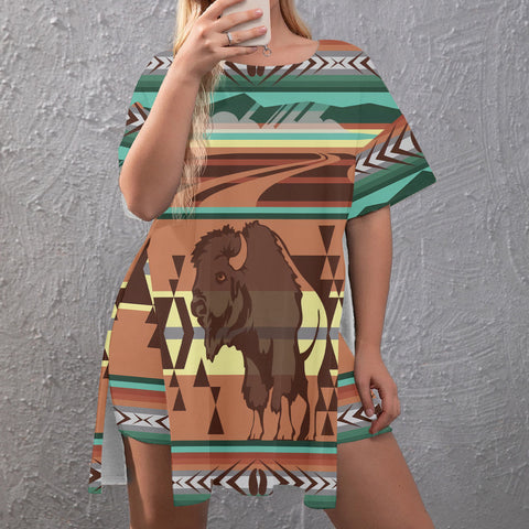 BS-00031 Native American Side Split Top and Shorts Set - Plus Size