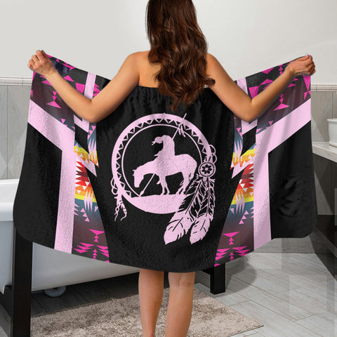 BT250312M02 Native American Women Velcro Bath Towel with Pocket