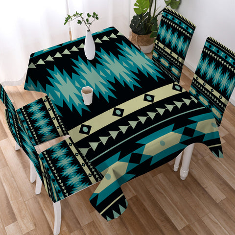 DS250425M05 Native American 5pcs Dining Table Set - Tablecloth and Chair Cover