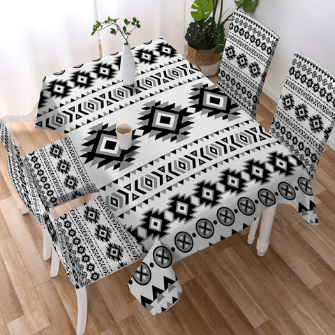 DS250425M06 Native American 5pcs Dining Table Set - Tablecloth and Chair Cover