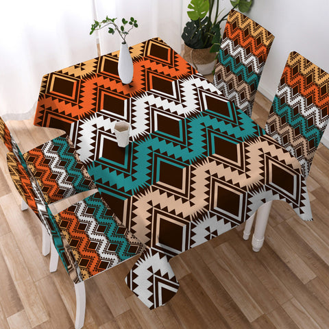 DS250425M09 Native American 5pcs Dining Table Set - Tablecloth and Chair Cover