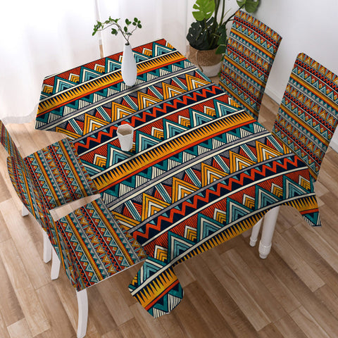 DS250425M17 Native American 5pcs Dining Table Set - Tablecloth and Chair Cover