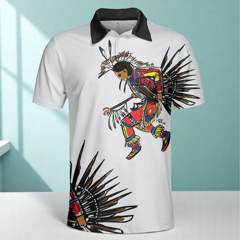 DS250516M03-03 Dancer Powwow Native American Polo T-Shirt 3D