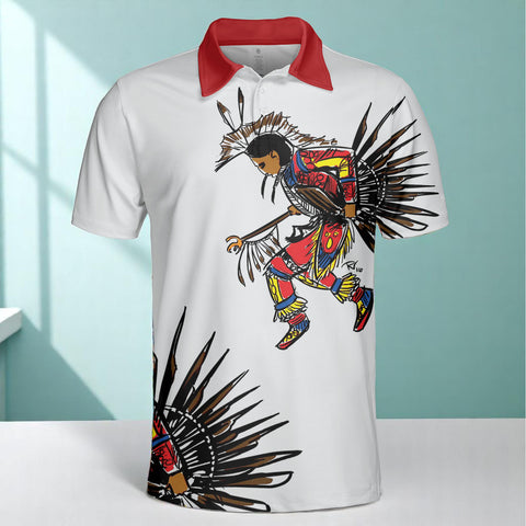 DS250516M03-04 Dancer Powwow Native American Polo T-Shirt 3D