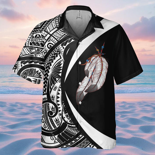 DS250812M01v15 Feather Native American Hawaiian Shirt 3D  Powwow Store