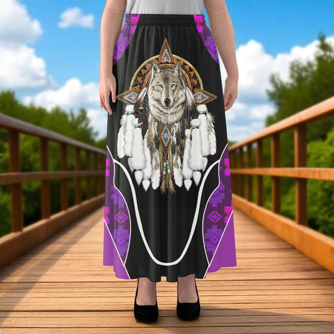 GB-HW000535 Native American Women Maxi Chiffon Skirts With Lining