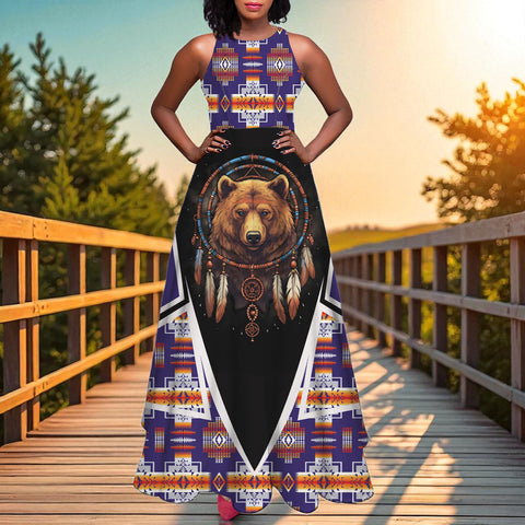 GB-HW000623 Native American Long Sleeveless Dress