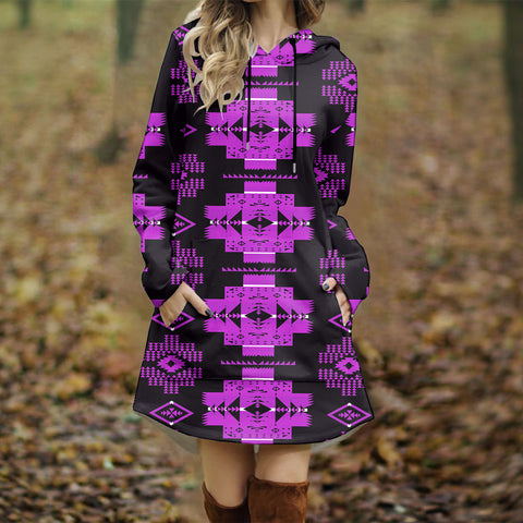 GB-HW00077 Native American Women Longline Hoodie Dress