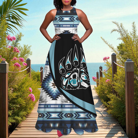 GB-HW000784 Native American Long Sleeveless Dress