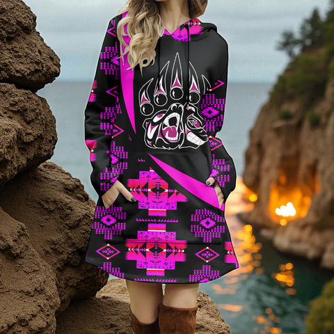 GB-HW000788 Native American Women Longline Hoodie Dress