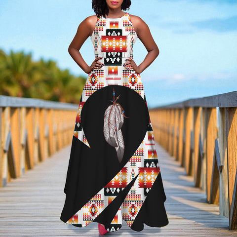 GB-HW000853 Native American Long Sleeveless Dress