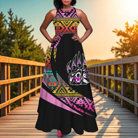 GB-HW000868 Native American Long Sleeveless Dress
