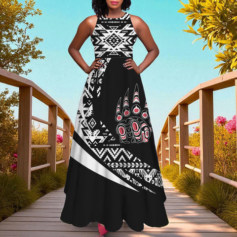 GB-HW000878 Native American Long Sleeveless Dress