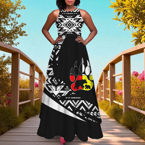 GB-HW000880 Native American Long Sleeveless Dress