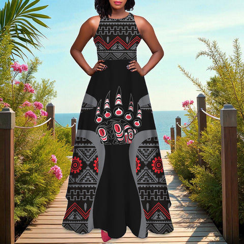 GB-HW000885 Native American Long Sleeveless Dress