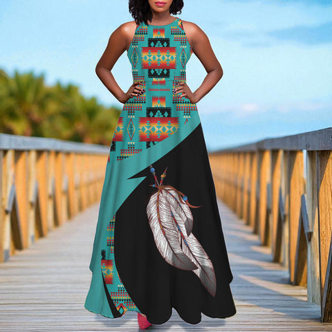 GB-HW000969 Native American Long Sleeveless Dress