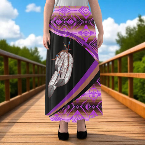 GB-HW0011276 Native American Women Maxi Chiffon Skirts With Lining