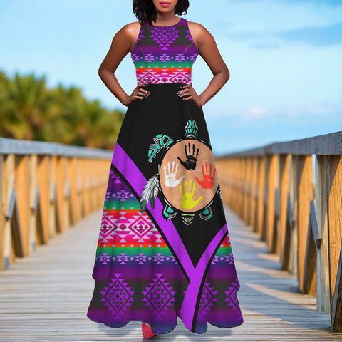 GB-HW0011555 Native American Long Sleeveless Dress