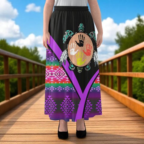 GB-HW0011555 Native American Women Maxi Chiffon Skirts With Lining