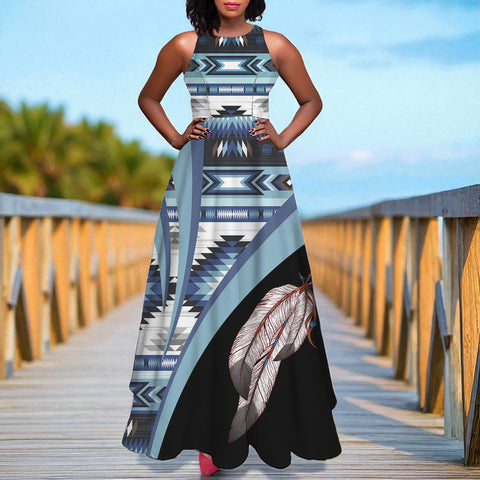 GB-HW0011574 Native American Long Sleeveless Dress