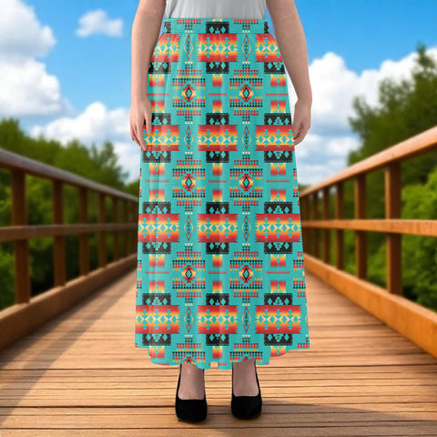 GB-NAT00046-01 Native American Women Maxi Chiffon Skirts With Lining