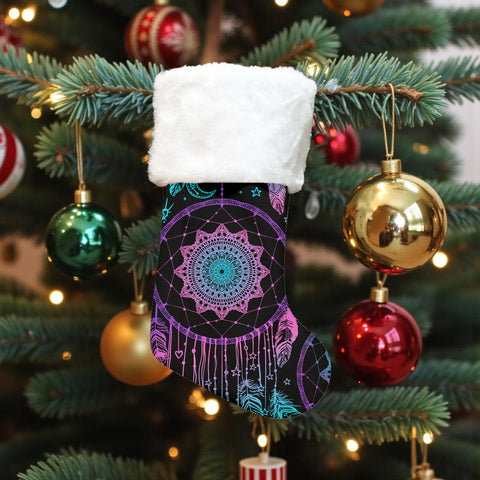 GB-NAT00088 Native American Single Christmas Sock With Plush Cuff