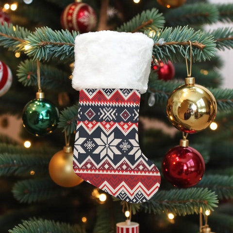 GB-NAT00527 Native American Single Christmas Sock With Plush Cuff