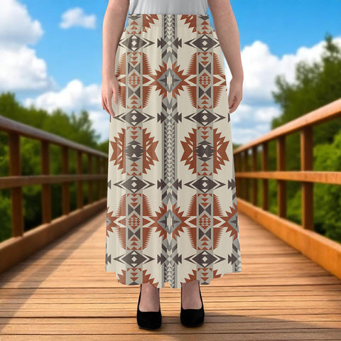 GB-NAT00594 Native American Women Maxi Chiffon Skirts With Lining